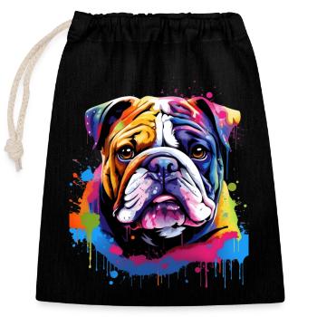 Bouledogue anglais Pop Art I Dog Lover I Splash Art - Sac cadeau en coton avec cordon (25 x 30 cm) - noir - Devant