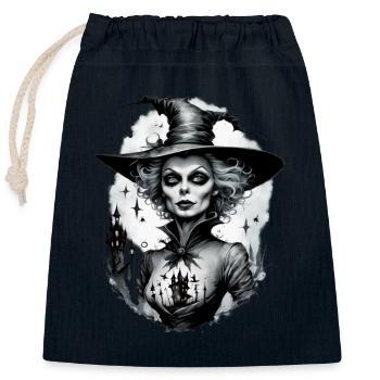 Classic Witch 4 - Closable cotton gift bag (25x30cm) - navy - Front