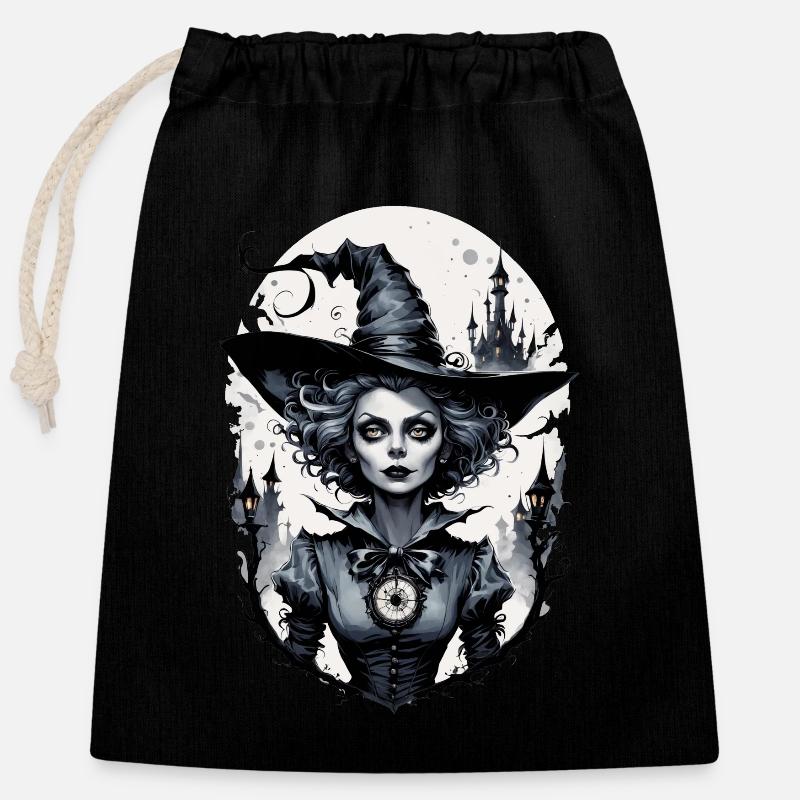 Classic Witch 18 - Closable cotton gift bag (25x30cm) - black