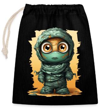 Halloween Spooky Cartoon Mummy - Sac cadeau en coton avec cordon (25 x 30 cm) - noir - Devant