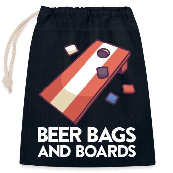 Cornhole Spiel Corn Hole Outfit mit Cornhole - Verschließbarer Geschenkbeutel aus Baumwolle (25x30cm) - Navy - Vorne