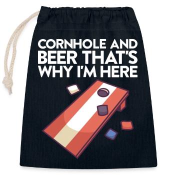 Cornhole Spiel Corn Hole Outfit mit Cornhole - Verschließbarer Geschenkbeutel aus Baumwolle (25x30cm) - Navy - Vorne