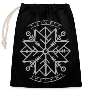 Northern Rune of Protection - Closable cotton gift bag (25x30cm) - black - Front
