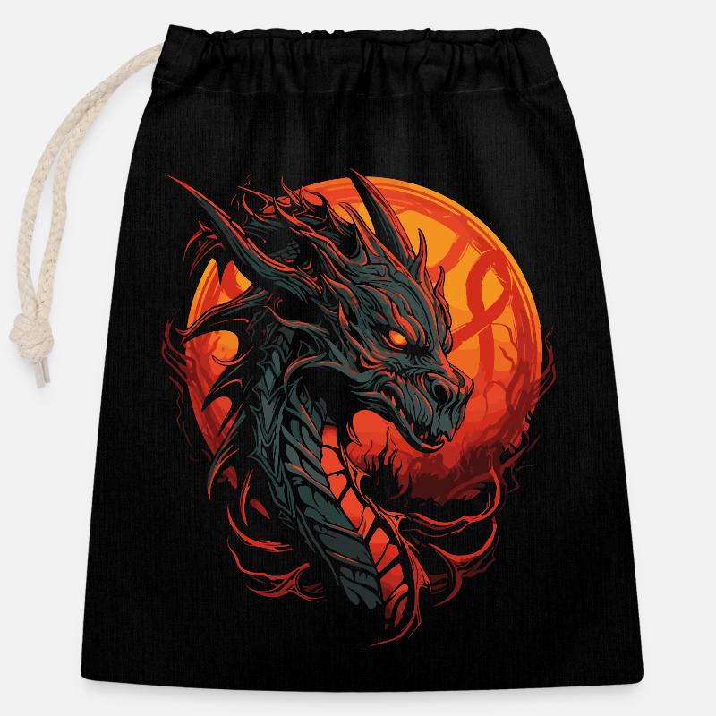 Fire dragon mythological creature - Closable cotton gift bag (25x30cm) - black
