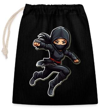 Charmant combattant ninja I Fille ninja I Ninja - Sac cadeau en coton avec cordon (25 x 30 cm) - noir - Devant