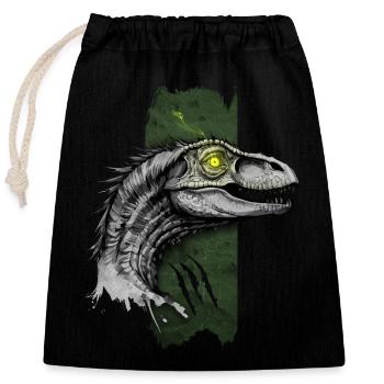 Prédateur à plumes : Domaine du vélociraptor - Sac cadeau en coton avec cordon (25 x 30 cm) - noir - Devant