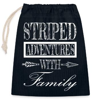 Funny Quote Blended Families Cool Quality Time - Closable cotton gift bag (25x30cm) - navy - Front