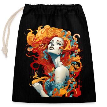 Beautiful female paint art Face colorful woman - Closable cotton gift bag (25x30cm) - black - Front
