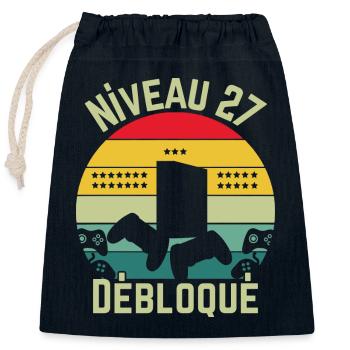 Level 27 Unlocked - Closable cotton gift bag (25x30cm) - navy - Front