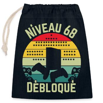 Level 68 Unlocked - Closable cotton gift bag (25x30cm) - navy - Front