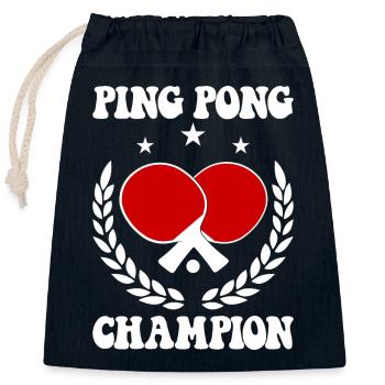 Ping Pong Champion Design Tennis de table et - Sac cadeau en coton avec cordon (25 x 30 cm) - bleu marine - Devant