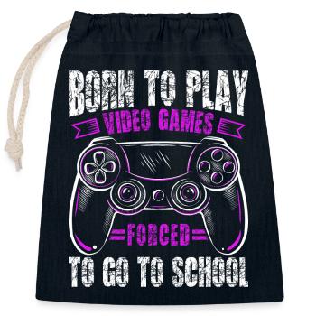 Zum Zocken geboren zur Schule gezwungen Gaming - Verschließbarer Geschenkbeutel aus Baumwolle (25x30cm) - Navy - Vorne