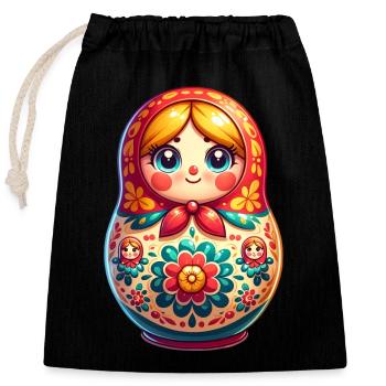 Russian Khokhloma Russland Russen Russische - Verschließbarer Geschenkbeutel aus Baumwolle (25x30cm) - Schwarz - Vorne