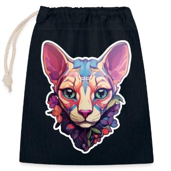 Sphynx-Katzenkopf - Verschließbarer Geschenkbeutel aus Baumwolle (25x30cm) - Navy - Vorne