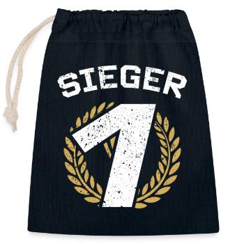 Turnier Sieger Gewinner Erster Platz Geschenk - Verschließbarer Geschenkbeutel aus Baumwolle (25x30cm) - Navy - Vorne