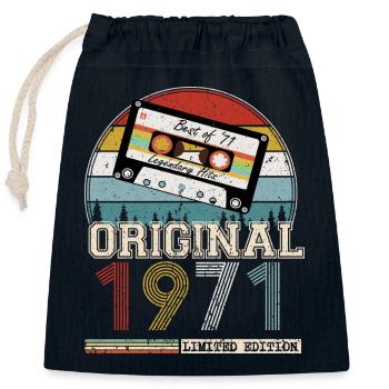 Jahrgang 1971 53 Jahre Jubiläumsgeschenk - Verschließbarer Geschenkbeutel aus Baumwolle (25x30cm) - Navy - Vorne
