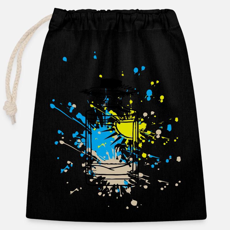 Flachmann - Verschließbarer Geschenkbeutel aus Baumwolle (25x30cm) - Schwarz