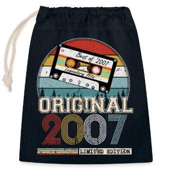 Jahrgang 2007 17 Jahre Jubiläumsgeschenk - Verschließbarer Geschenkbeutel aus Baumwolle (25x30cm) - Navy - Vorne