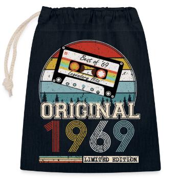 Vintage 1969 55th Anniversary Gift - Closable cotton gift bag (25x30cm) - navy - Front