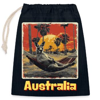 Kangaroo Australie Détente Vacances Paresseuses - Sac cadeau en coton avec cordon (25 x 30 cm) - bleu marine - Devant