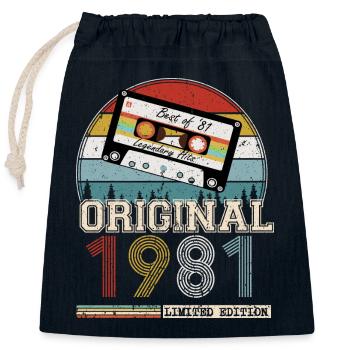 Jahrgang 1981 43 Jahre Jubiläumsgeschenk - Verschließbarer Geschenkbeutel aus Baumwolle (25x30cm) - Navy - Vorne