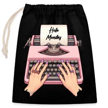 Hello Monday - Closable cotton gift bag (25x30cm) - black - Front