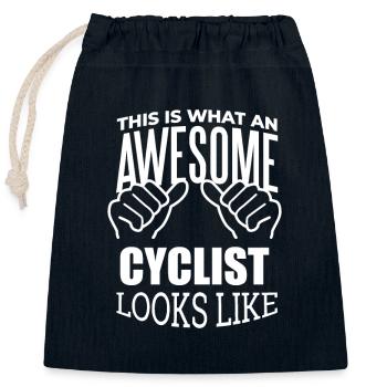 Radfahren - Verschließbarer Geschenkbeutel aus Baumwolle (25x30cm) - Navy - Vorne