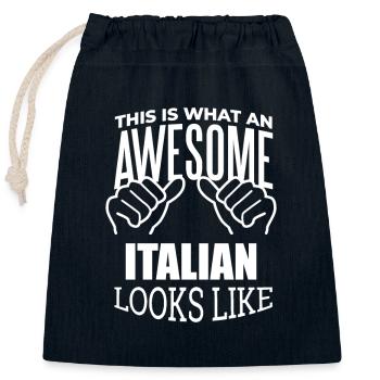 Italien - Verschließbarer Geschenkbeutel aus Baumwolle (25x30cm) - Navy - Vorne