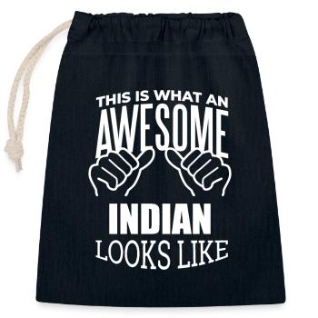 Indien - Verschließbarer Geschenkbeutel aus Baumwolle (25x30cm) - Navy - Vorne