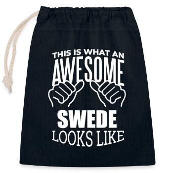 Schweden - Verschließbarer Geschenkbeutel aus Baumwolle (25x30cm) - Navy - Vorne