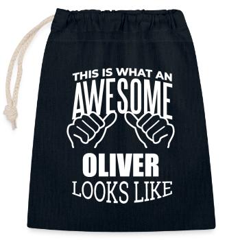 Oliver - Closable cotton gift bag (25x30cm) - navy - Front