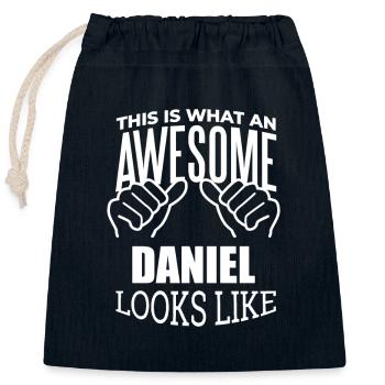 Daniel - Sac cadeau en coton avec cordon (25 x 30 cm) - bleu marine - Devant