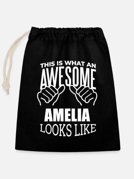 Amelia Amelia Amelia - Verschließbarer Geschenkbeutel aus Baumwolle (25x30cm) - Schwarz