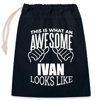 Ivan - Verschließbarer Geschenkbeutel aus Baumwolle (25x30cm) - Navy - Vorne