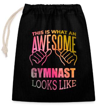Gymnastics - Closable cotton gift bag (25x30cm) - black - Front