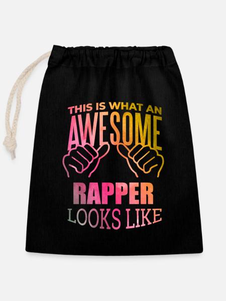 Rap Rap Rap - Verschließbarer Geschenkbeutel aus Baumwolle (25x30cm) - Schwarz