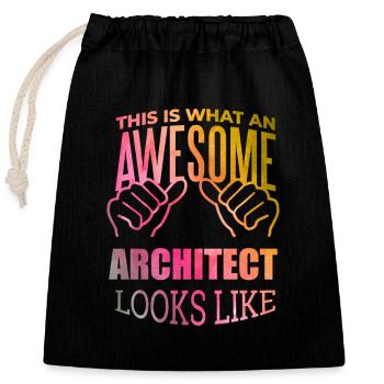 architecte - Sac cadeau en coton avec cordon (25 x 30 cm) - noir - Devant