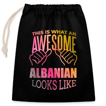 Albanie - Sac cadeau en coton avec cordon (25 x 30 cm) - noir - Devant