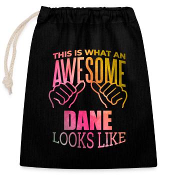 Danemark - Sac cadeau en coton avec cordon (25 x 30 cm) - noir - Devant