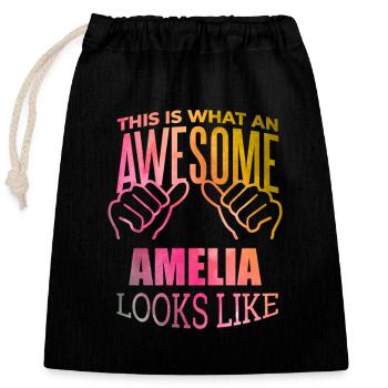 Amelia - Sac cadeau en coton avec cordon (25 x 30 cm) - noir - Devant