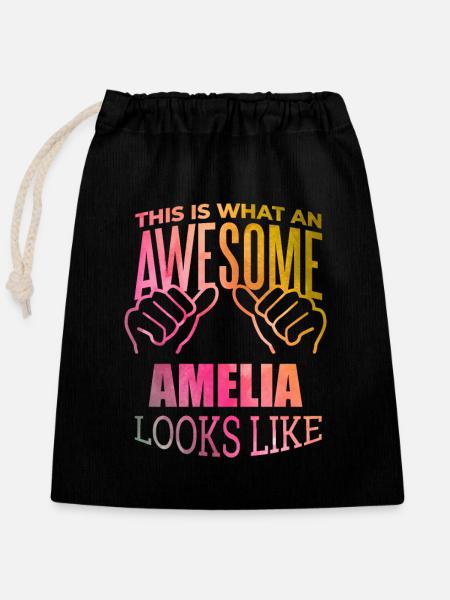 Amelia Amelia Amelia - Verschließbarer Geschenkbeutel aus Baumwolle (25x30cm) - Schwarz