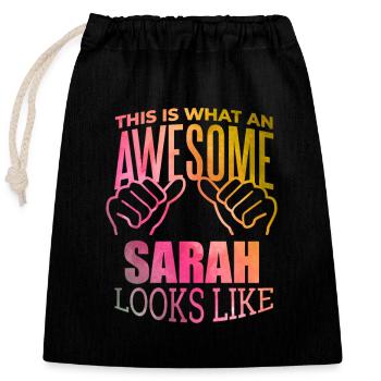 Sarah - Sac cadeau en coton avec cordon (25 x 30 cm) - noir - Devant