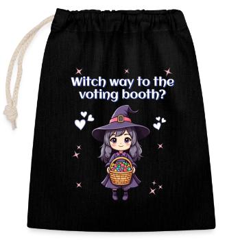 Witch way to the voting booth? - Closable cotton gift bag (25x30cm) - black - Front