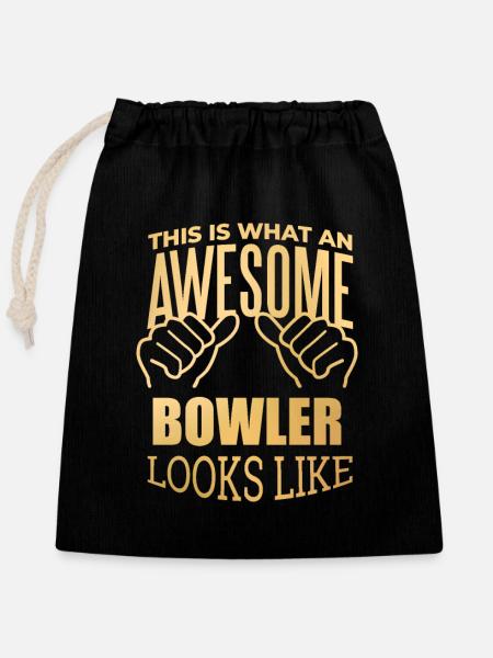 Bowling Bowling Bowling - Verschließbarer Geschenkbeutel aus Baumwolle (25x30cm) - Schwarz
