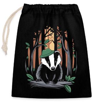Cottagecore Dachs Im Mystischen Wald - Verschließbarer Geschenkbeutel aus Baumwolle (25x30cm) - Schwarz - Vorne