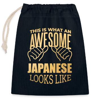 Japan - Closable cotton gift bag (25x30cm) - navy - Front
