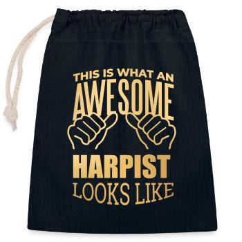 Harp - Closable cotton gift bag (25x30cm) - navy - Front