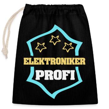 Geschenk für Elektroniker - Verschließbarer Geschenkbeutel aus Baumwolle (25x30cm) - Schwarz - Vorne