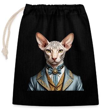 Elegante Sphynx - Verschließbarer Geschenkbeutel aus Baumwolle (25x30cm) - Schwarz - Vorne