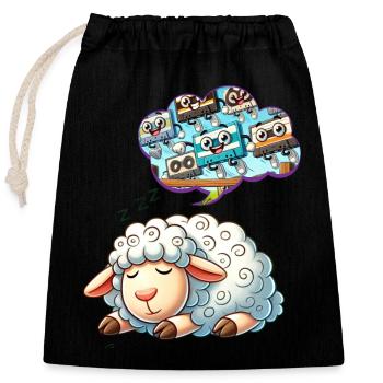 Rêves de moutons - Sac cadeau en coton avec cordon (25 x 30 cm) - noir - Devant